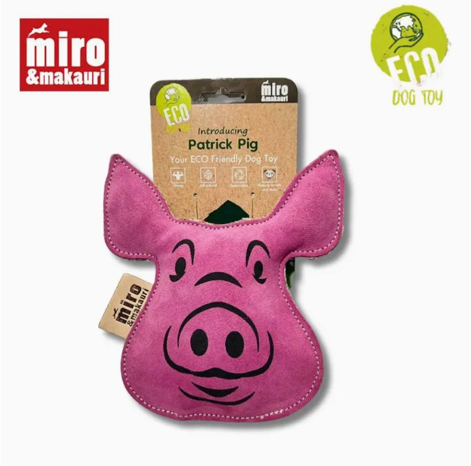 Patrick the Pig - Eco Leather Dog Toy - Chewbox Natural Dog Chew - Grain & Gluten Free