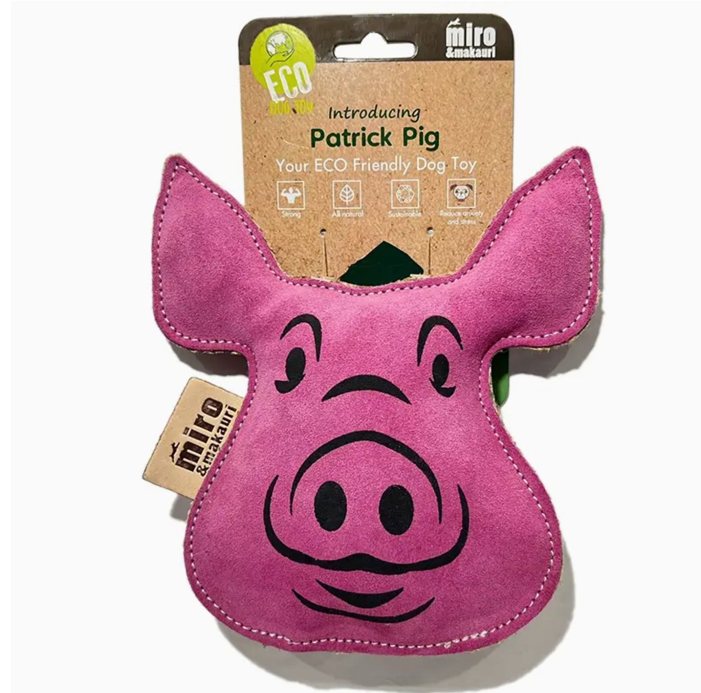 Patrick the Pig - Eco Leather Dog Toy - Chewbox Natural Dog Chew - Grain & Gluten Free